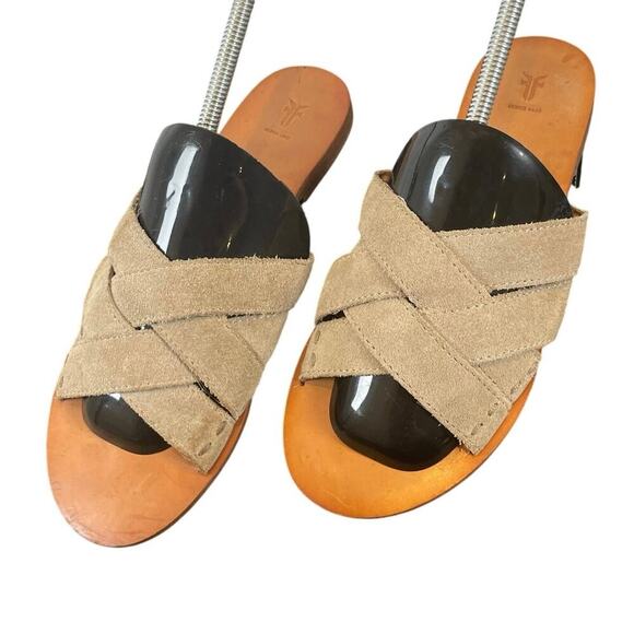 FRYE SANDALS CARLA CRISS CROSS OPEN TOE CASUAL SLIDE ASH SZ 7 AESTHETIC BOHO - Picture 9 of 16